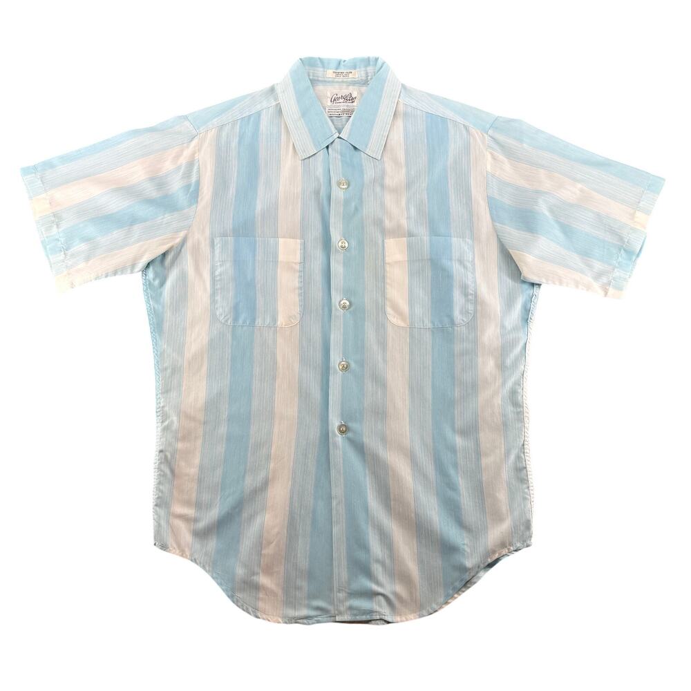 Vintage 1960s Country Club Striped Loop Camp Collar Short Sleeve Shirt Men's M